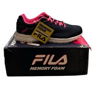 Fila Women's Slip Resistant Sneakers in Black and Pink